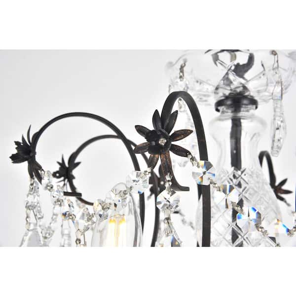 Timeless Home 28 in. L x 28 in. W x 28 in. H 12-Light Dark Bronze Transitional Chandelier with Clear Crystal