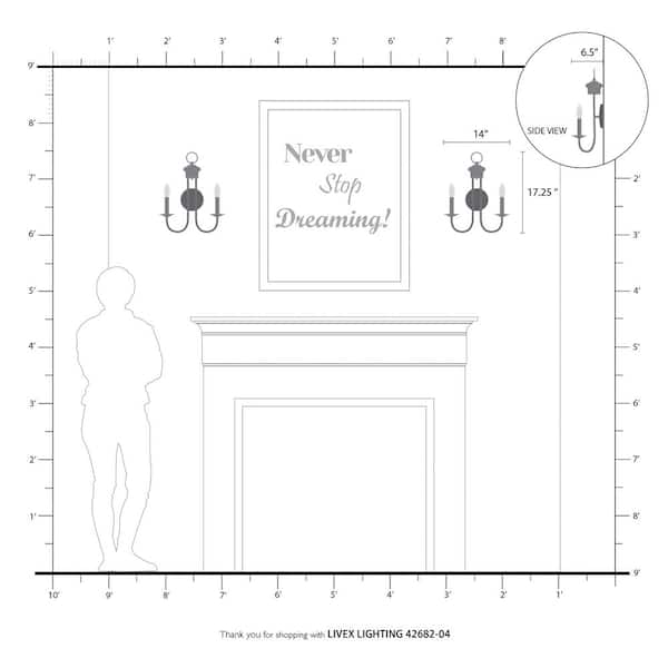 Estate 14 in. 2-Light Black Double Wall Sconce