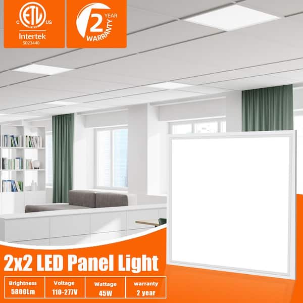 2 ft. x 2 ft. 5800 Lumens Integrated LED Panel Light, 5000K Bright White (2-Pack)