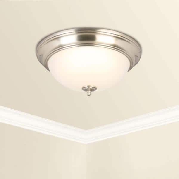 13 in. Brushed Nickel LED Flush Mount (2-Pack)