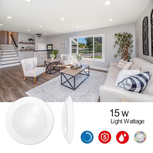 24-Pack 7.5 in. 90 CRI 3000K Warm White Dimmable Integrated LED Flush Mount Ceiling Light Disk Light