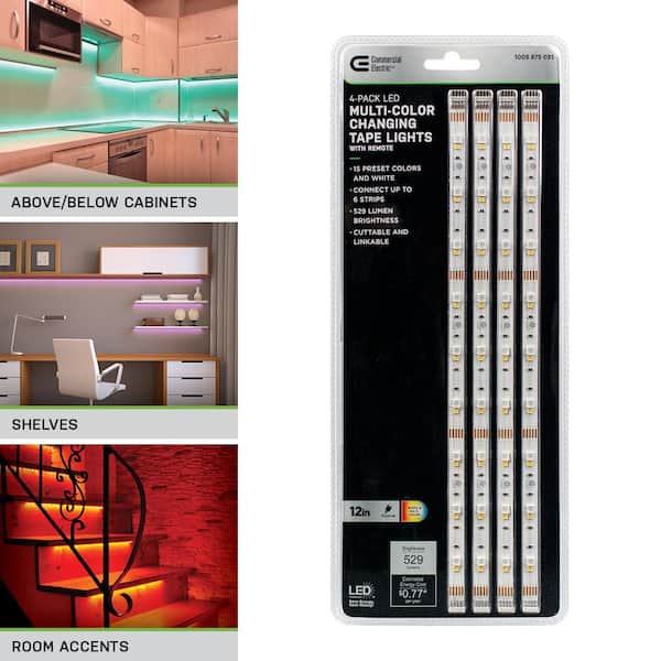 12 in. LED Linkable RGBW Flexible Under Cabinet Light Kit (4-Strip Pack)