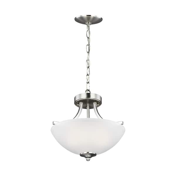 Geary 2-Light Brushed Nickel Semi-Flush Mount Convertible Pendant