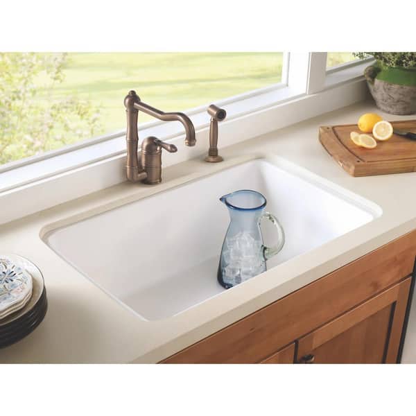 Allia Undermount Fireclay 31 in. Single Bowl Kitchen Sink in White
