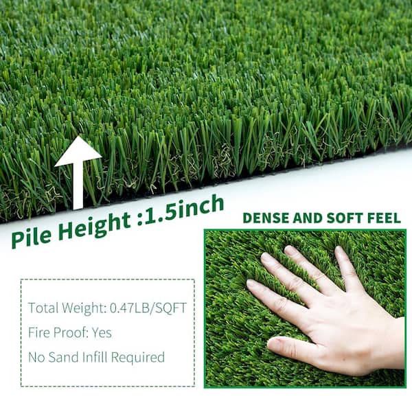 Natural Thick Realistic Deluxe 12 ft. W x Cut to Length 4 Tone Green Artificial Grass Turf