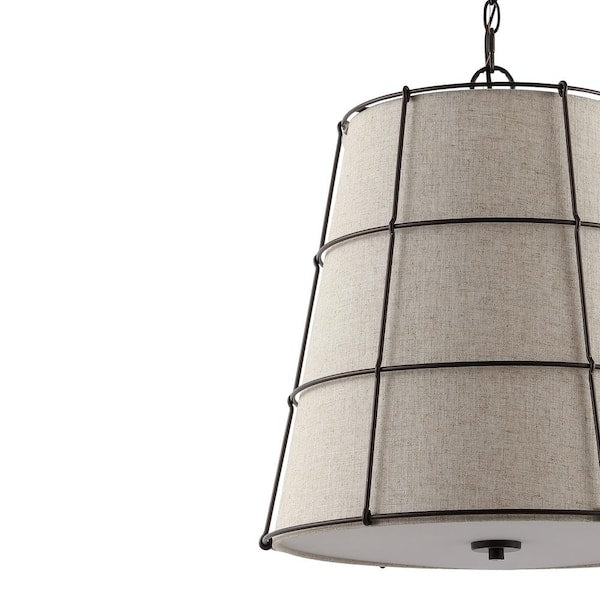 Silas 19 in. 3-Light Rustic Farmhouse Iron LED Pendant, Oil Rubbed Bronze