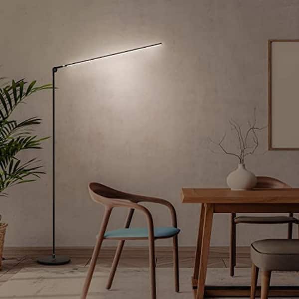 Libra 64.5 in. Black LED Swing Arm Floor Lamp with Built-in 3 Mode Dimmer