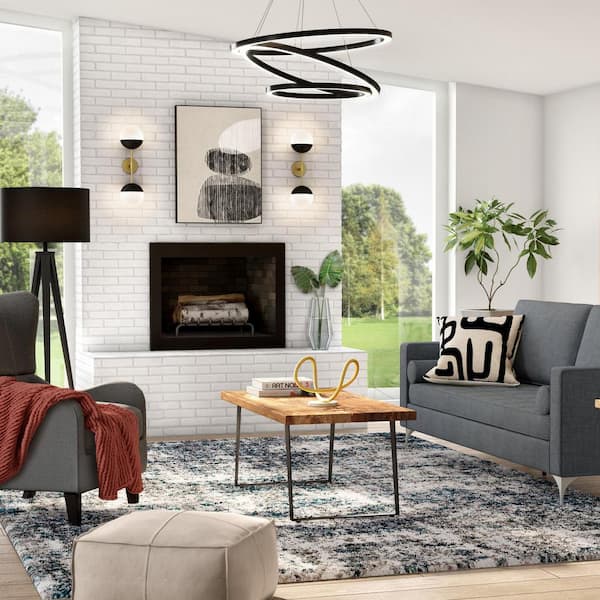 Tania 98-Watt 32 in. ETL Certified Integrated LED Black Chandelier Height Adjustable With 3-LED Circles Hanging Pendant