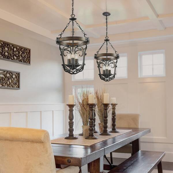 Vargas Collection 3-Light Black Iron Pendant