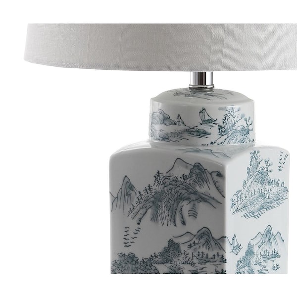 Audrey 24.5 in. Blue/White Chinoiserie LED Table Lamp