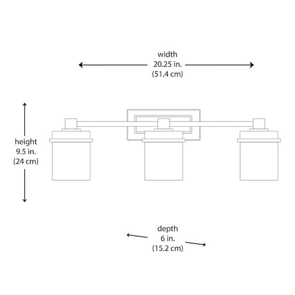 Cade 20.25 in. 3-Light Brushed Nickel Bathroom Vanity Light Fixture with Frosted Glass Shades