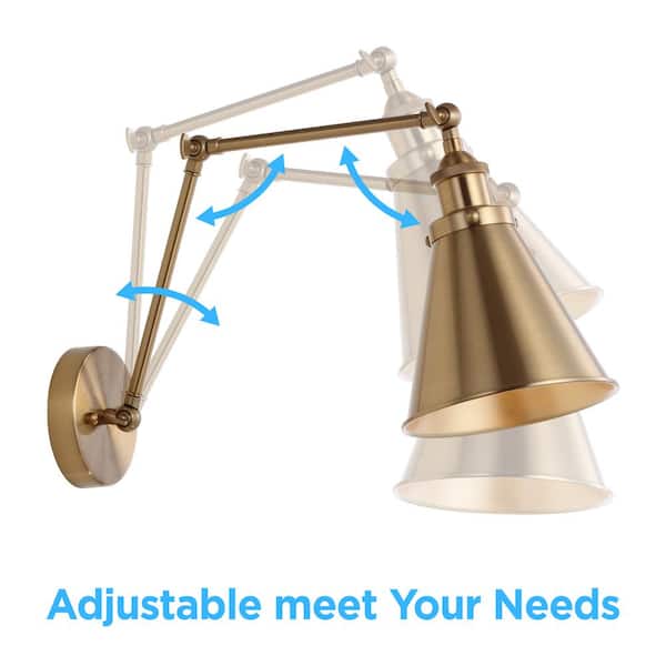 Rover 7 in. Adjustable Arm Metal Brass LED Wall Sconce