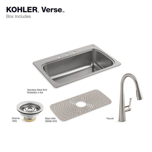 Verse Stainless Steel 33 in. Single Bowl Drop-In Kitchen Sink with Faucet