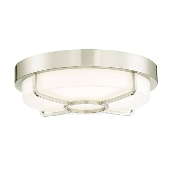 14 in. Brushed Nickel 3000K CCT LED Smart Ceiling Light Flush Mount, Compatible with Google and Alexa NO HUB Required