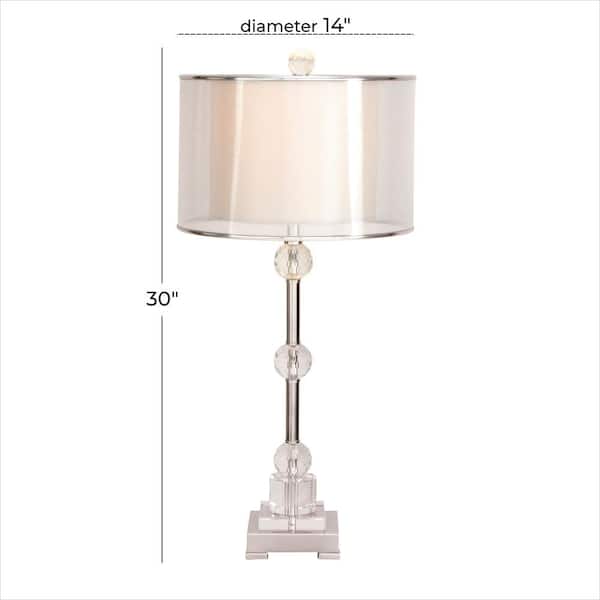 30 in. Silver Glass Task and Reading Table Lamp with Crystal Embellishments