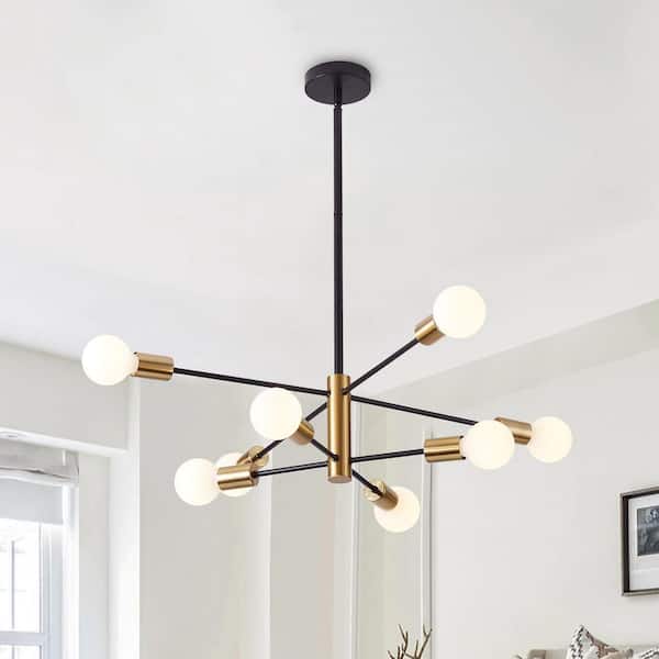 8-Light Modern Sputnik Gold Chandelier Industrial Pendant Ceiling Light