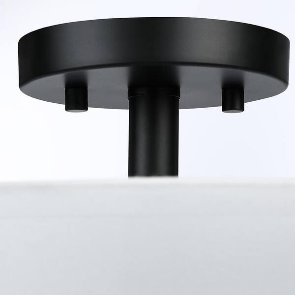 Celina 13 in. 2-Light White Double Drum Semi-Flush Mount Light With Black Hardware