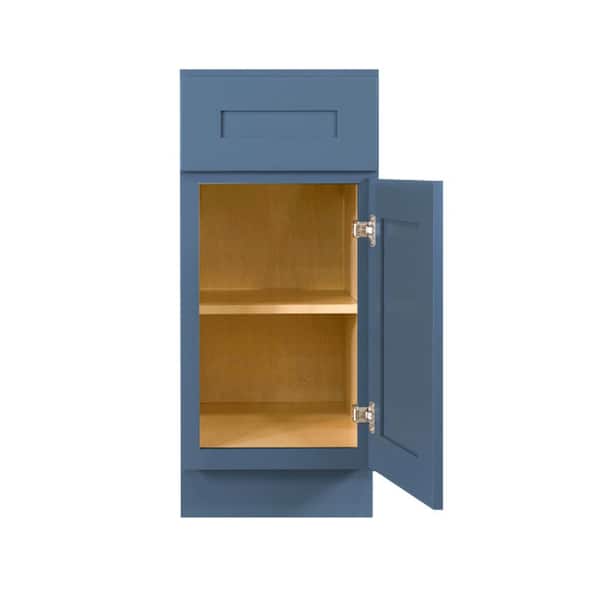 Lancaster Blue Plywood Shaker Stock Assembled Base Kitchen Cabinet 15 in. W x 34.5 in. D H x 24 in. D