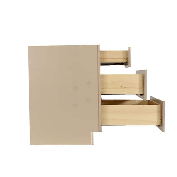 Lancaster Shaker Assembled 30x34.5x24 in. Base Cabinet with 3 Drawers in Stone Wash