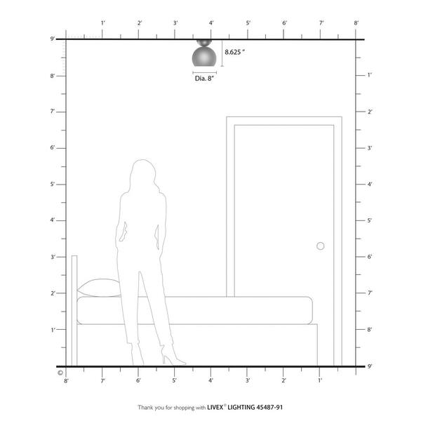 Stockton 8 in. 1-Light Brushed Nickel Semi-Flush Mount