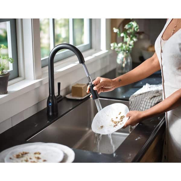 Adler Touchless Single-Handle Pull-Down Sprayer Kitchen Faucet with MotionSense Wave and Power Clean in Matte Black