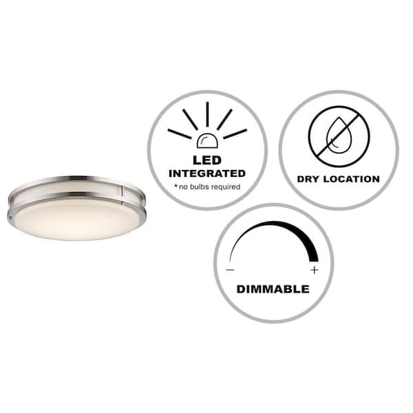 Barnes 17 in. Integrated LED Brushed Nickel Flush Mount Ceiling Light Fixture with Acrylic Shade
