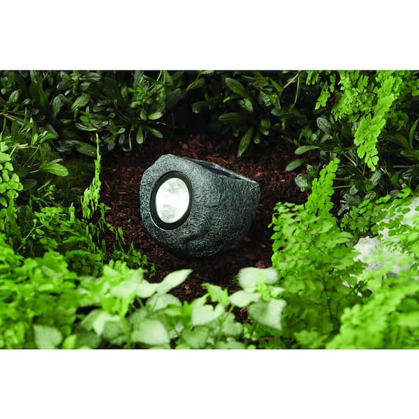 Hand-Painted LED Outdoor Solar Rock Spot Light (3-Pack)