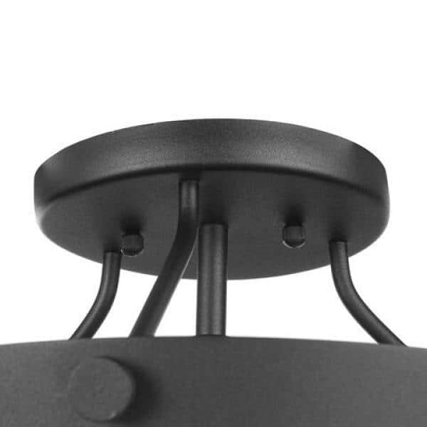 Southbourne 15.5 in. 3-Light Matte Black Rustic Farmhouse Semi-Flush Mount