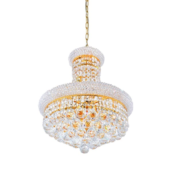 Empire 8 Light Down Chandelier With Gold Finish