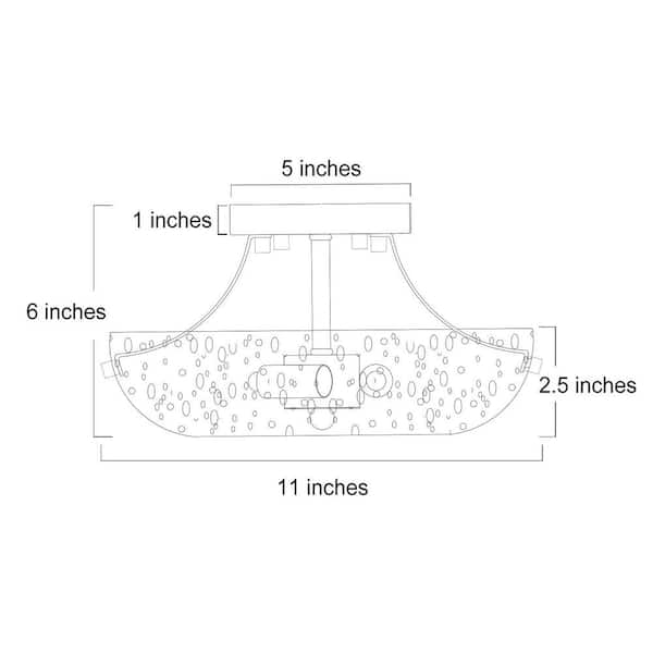 Farmhouse Bowl Ceiling Light 3-Light Industrial Black Breakfast Nook Semi-Flush Mount Light with Seeded Glass Shade