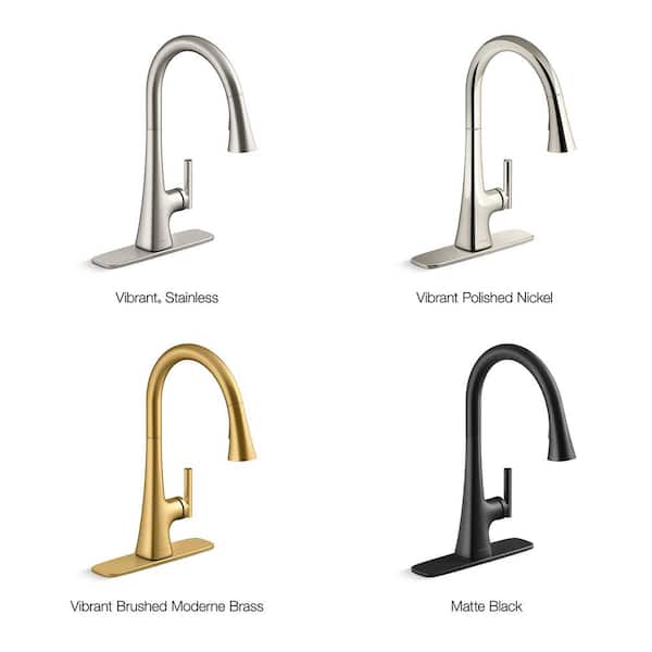 Conti Single Handle Pull Down Sprayer Kitchen Faucet in Vibrant Brushed Moderne Brass