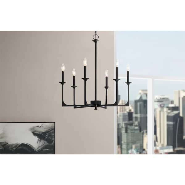 Highgate 6-Light Matte Black Chandelier without Glass Shade