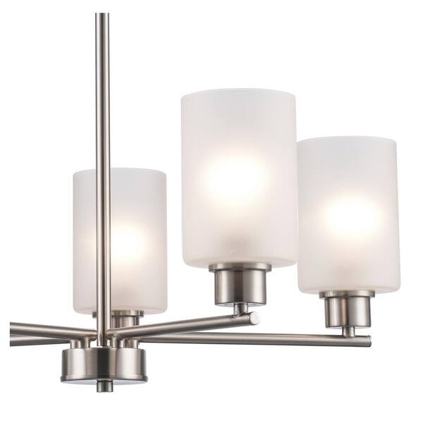 Heath 5-Light Brushed Nickel Chandelier Light Fixture with Frosted Glass Shades