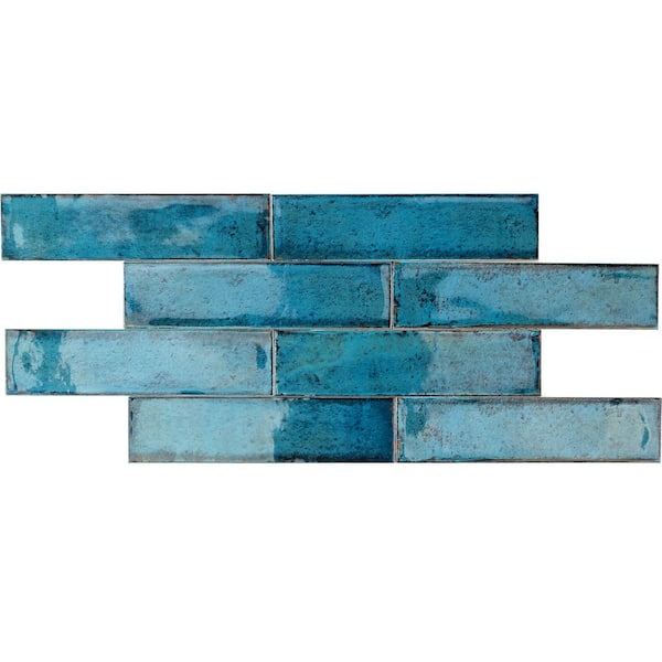 Moze Blue 3 in. x 12 in. 9 mm Ceramic Wall Tile (22-piece 5.38 sq. ft./ Box)