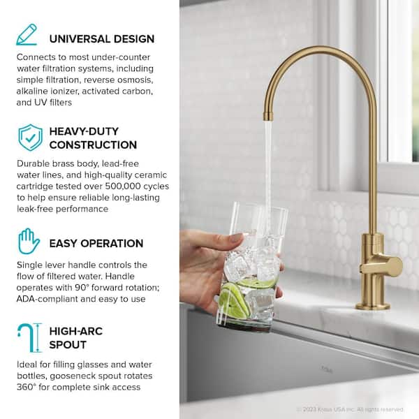 Oletto Single Handle Beverage Faucet in Brushed Brass