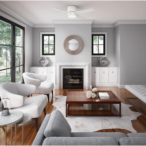 Advocate 54 in. Integrated LED Indoor Fresh White Low Profile Smart Ceiling Fan with Light and Remote Control