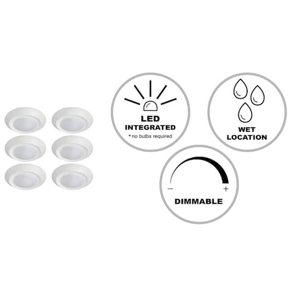 7.5 in. White Integrated LED Miniature Disk Flush Mount Ceiling Light Fixture (6-Pack)
