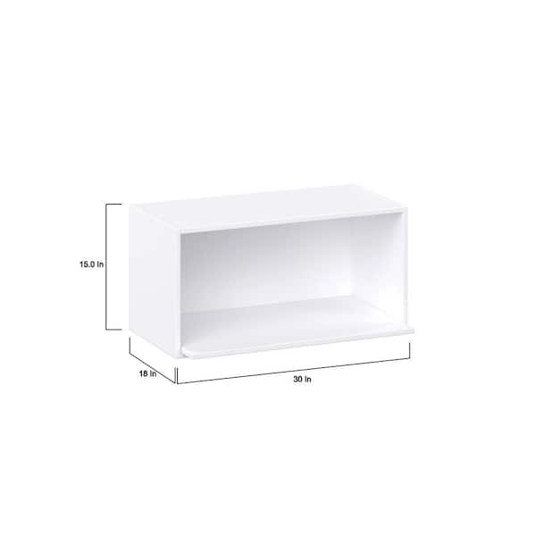 Mancos Glacier White Shaker Assembled Wall Microwave Shelf Kitchen Cabinet 30 in. W x 15 in. H x 14 in. D