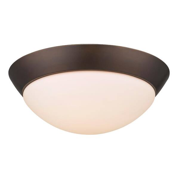 75-Watt Equivalence Oil-Rubbed Bronze Integrated LED Flush Mount with Frosted Glass