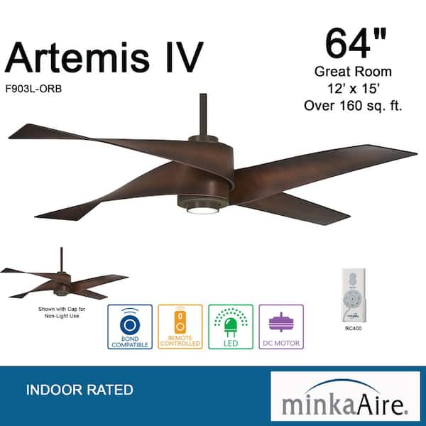 Artemis IV 64 in. Integrated LED Indoor Oil Rubbed Bronze and Toned Tobacco Ceiling Fan with Light with Remote Control