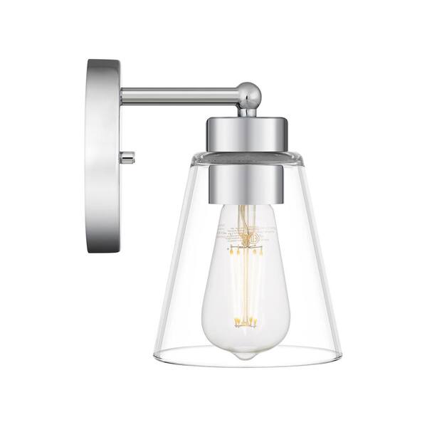 Eastburn 1-Light Polished Chrome Wall Sconce with Clear Glass Shade