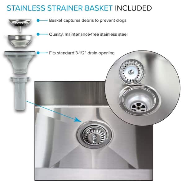 36 in. x 22 in. x 34 in. Stainless Steel Apron-Front Freestanding Utility/Laundry Sink with Wash Stand in Brushed Satin