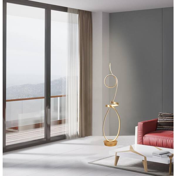 Symphonie 63 in. Anodized Gold Unique Modern Design LED Floor Lamp