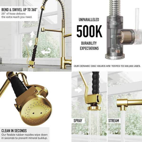 Zurich Single Handle Pull-Down Sprayer Kitchen Faucet in Matte Brushed Gold