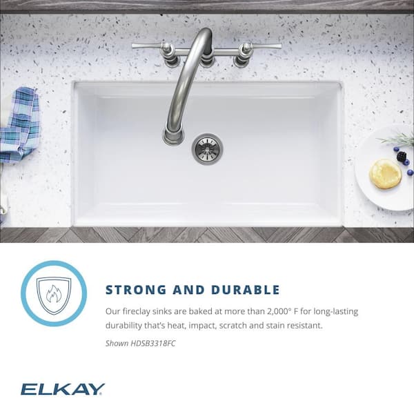 Burnham White Fireclay 33 in. Single Bowl Farmhouse Apron Kitchen Sink