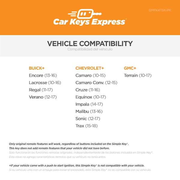 GM Simple Key - 4 Button Flip Key with Trunk