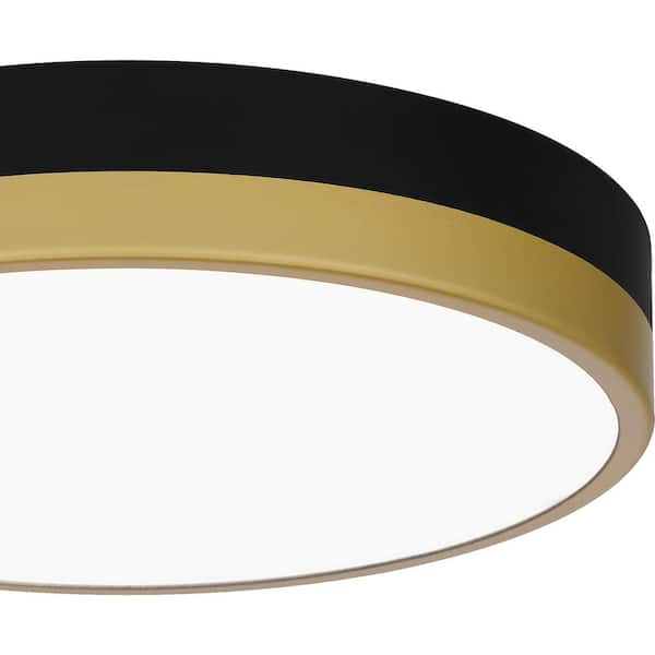 Weldin 11 in. Matte Black Gold LED Flush Mount
