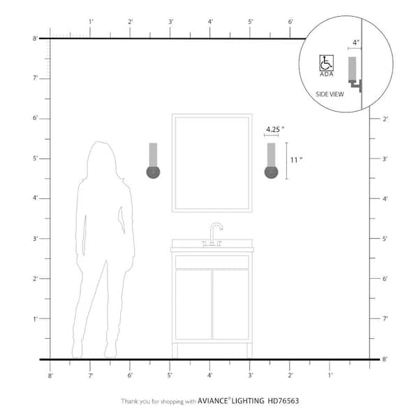 Aspen 1 Light Black ADA Single Sconce