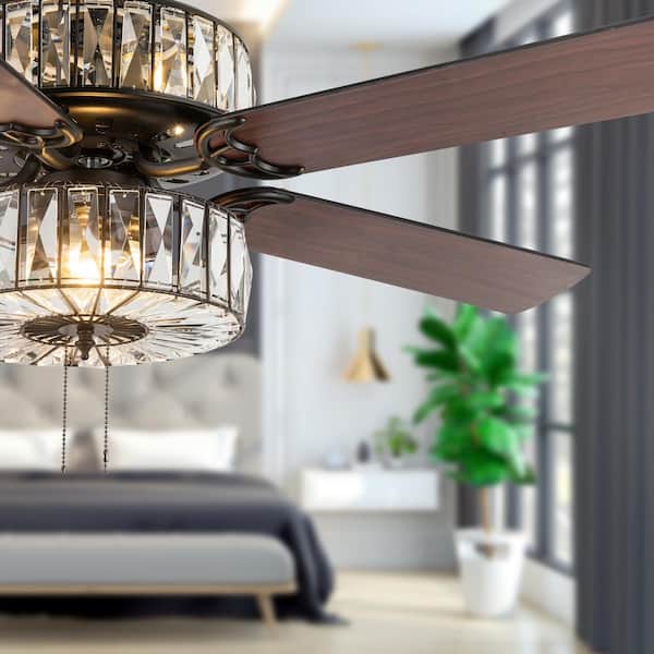 Duchess 52 in. Clear Crystal LED Ceiling Fan With Light
