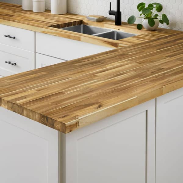 4 ft. L x 25 in. D Unfinished Acacia Butcher Block Countertop in With Standard Edge